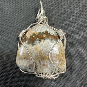 Sterling Silver Wire Wrapped Picture Jasper Stone Pendant